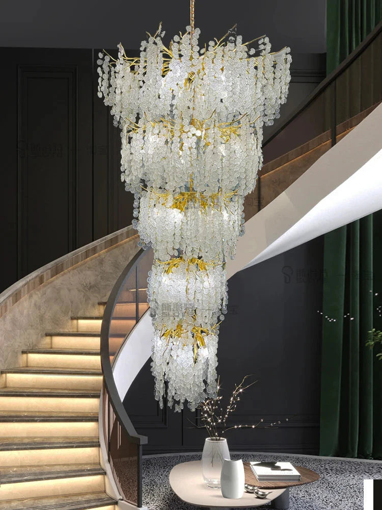 Luminaire IL457821 : Lustre en Cristal d'Or Raffiné-ILLUMEEN.COM