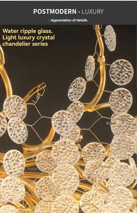 Luminaire IL457821 : Lustre en Cristal d'Or Raffiné-ILLUMEEN.COM