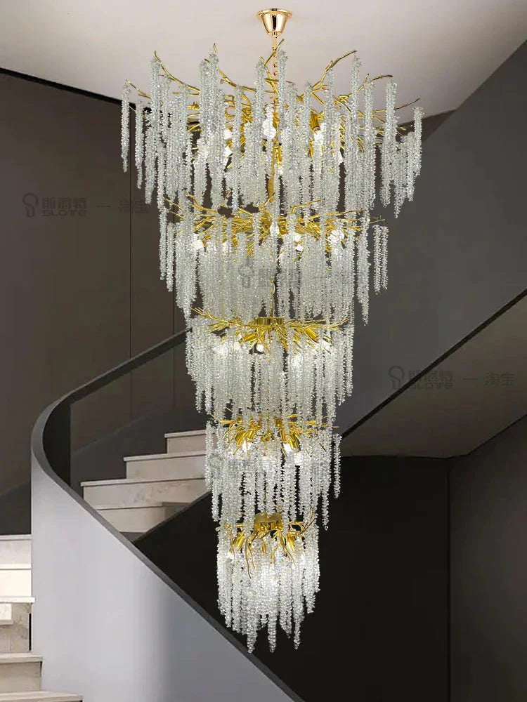 Luminaire IL457821 : Lustre en Cristal d'Or Raffiné-ILLUMEEN.COM