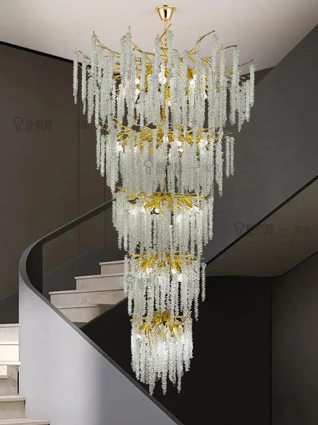 Luminaire IL457821 : Lustre en Cristal d'Or Raffiné-ILLUMEEN.COM