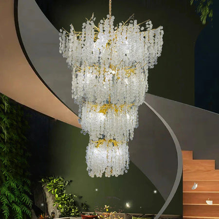 Luminaire IL457821 : Lustre en Cristal d'Or Raffiné-ILLUMEEN.COM