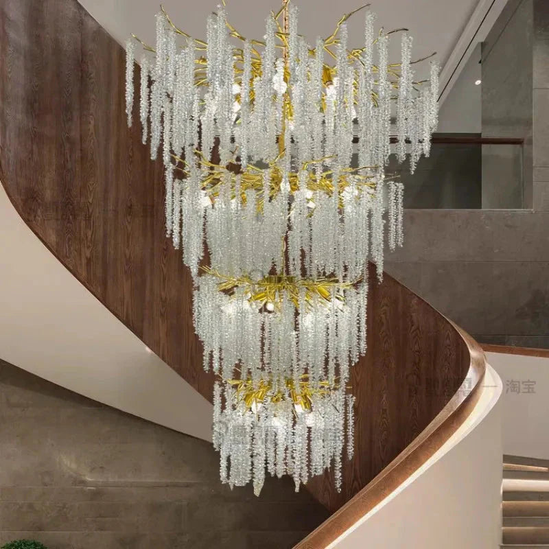 Luminaire IL457821 : Lustre en Cristal d'Or Raffiné-ILLUMEEN.COM