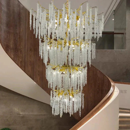 Luminaire IL457821 : Lustre en Cristal d'Or Raffiné-ILLUMEEN.COM