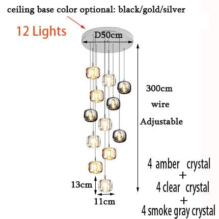 Luminaire IL472839 : Lustre Sur Mesure en Cristal et Acier Inoxydable pour une Ambiance Élégante et Moderne-ILLUMEEN.COM