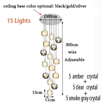 Luminaire IL472839 : Lustre Sur Mesure en Cristal et Acier Inoxydable pour une Ambiance Élégante et Moderne-ILLUMEEN.COM