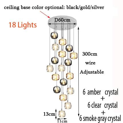 Luminaire IL472839 : Lustre Sur Mesure en Cristal et Acier Inoxydable pour une Ambiance Élégante et Moderne-ILLUMEEN.COM