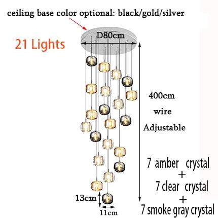 Luminaire IL472839 : Lustre Sur Mesure en Cristal et Acier Inoxydable pour une Ambiance Élégante et Moderne-ILLUMEEN.COM