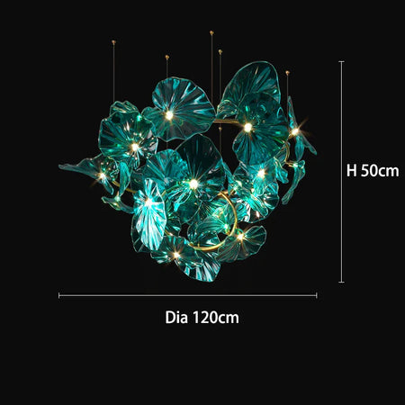 Luminaire IL482931 : Lustre en Verre Vert et Cuivre Poli-ILLUMEEN.COM