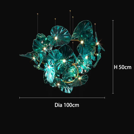 Luminaire IL482931 : Lustre en Verre Vert et Cuivre Poli-ILLUMEEN.COM