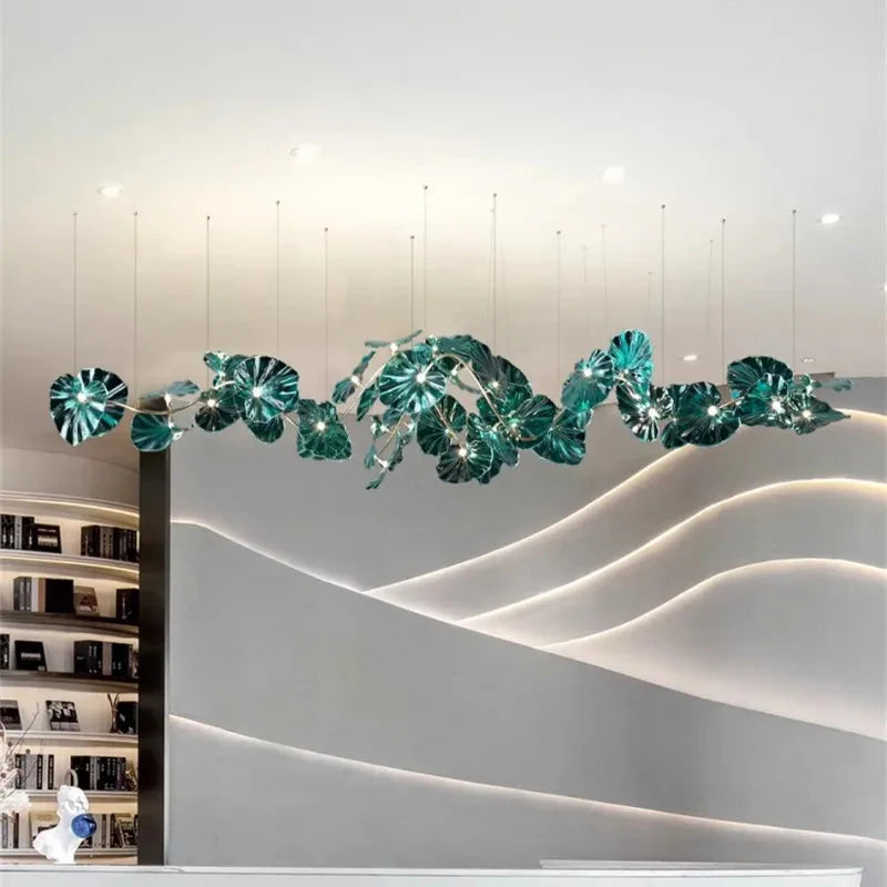 Luminaire IL482931 : Lustre en Verre Vert et Cuivre Poli-ILLUMEEN.COM