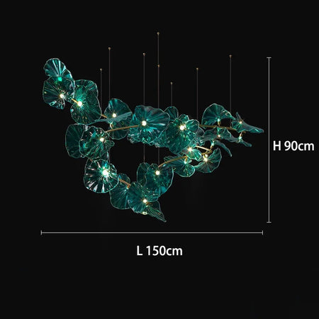 Luminaire IL482931 : Lustre en Verre Vert et Cuivre Poli-ILLUMEEN.COM