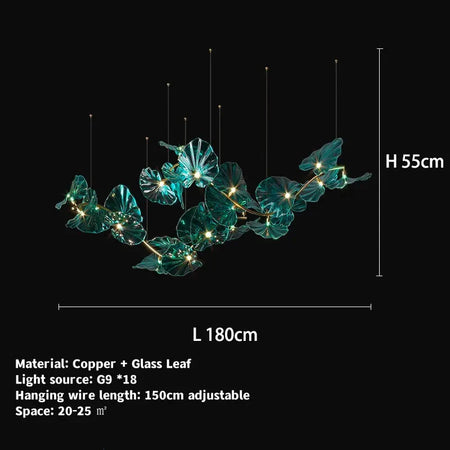 Luminaire IL482931 : Lustre en Verre Vert et Cuivre Poli-ILLUMEEN.COM