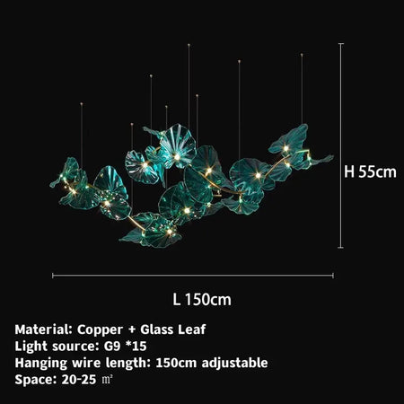 Luminaire IL482931 : Lustre en Verre Vert et Cuivre Poli-ILLUMEEN.COM