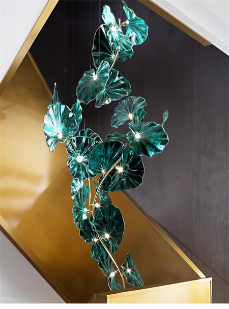Luminaire IL482931 : Lustre en Verre Vert et Cuivre Poli-ILLUMEEN.COM