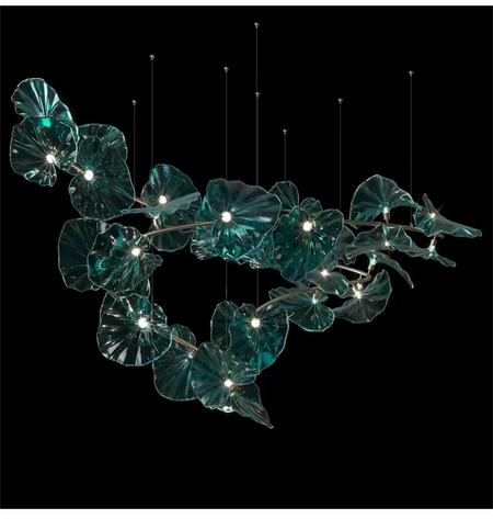 Luminaire IL482931 : Lustre en Verre Vert et Cuivre Poli-ILLUMEEN.COM
