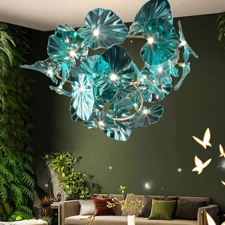 Luminaire IL482931 : Lustre en Verre Vert et Cuivre Poli-ILLUMEEN.COM