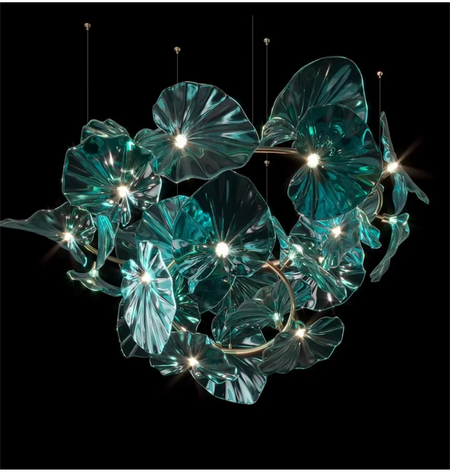 Luminaire IL482931 : Lustre en Verre Vert et Cuivre Poli-ILLUMEEN.COM