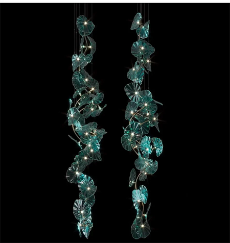 Luminaire IL482931 : Lustre en Verre Vert et Cuivre Poli-ILLUMEEN.COM