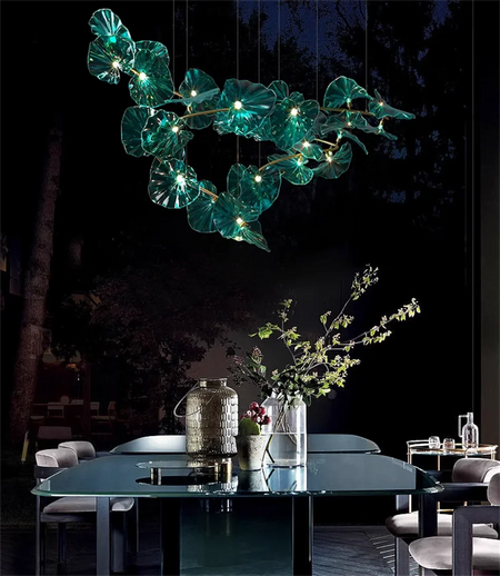 Luminaire IL482931 : Lustre en Verre Vert et Cuivre Poli-ILLUMEEN.COM