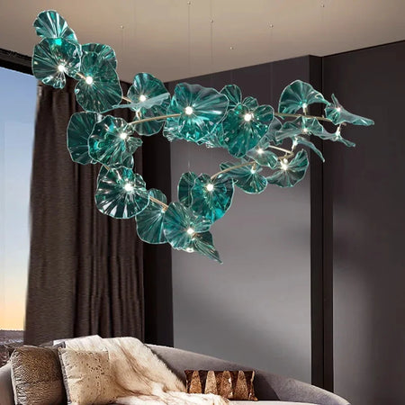 Luminaire IL482931 : Lustre en Verre Vert et Cuivre Poli-ILLUMEEN.COM