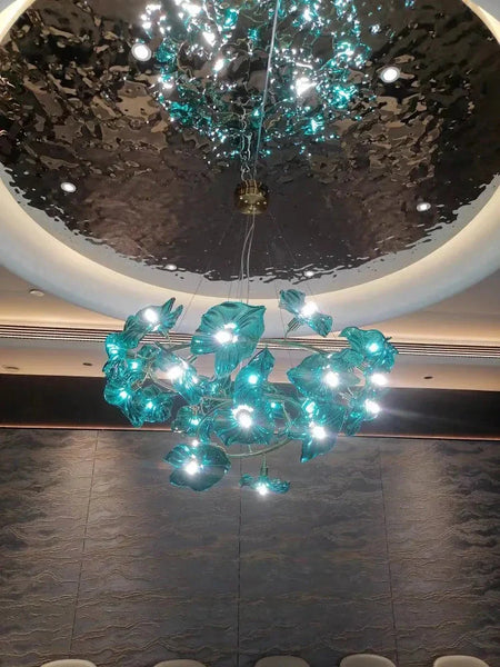 Luminaire IL482931 : Lustre en Verre Vert et Cuivre Poli-ILLUMEEN.COM