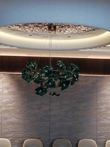 Luminaire IL482931 : Lustre en Verre Vert et Cuivre Poli-ILLUMEEN.COM