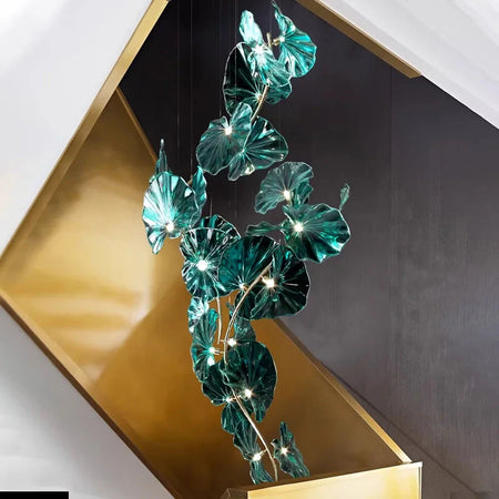 Luminaire IL482931 : Lustre en Verre Vert et Cuivre Poli-ILLUMEEN.COM