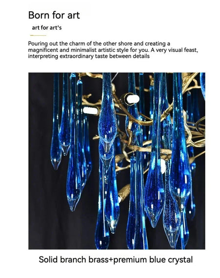 Luminaire IL582374 : Lustre en Cristal Bleu de Luxe-ILLUMEEN.COM