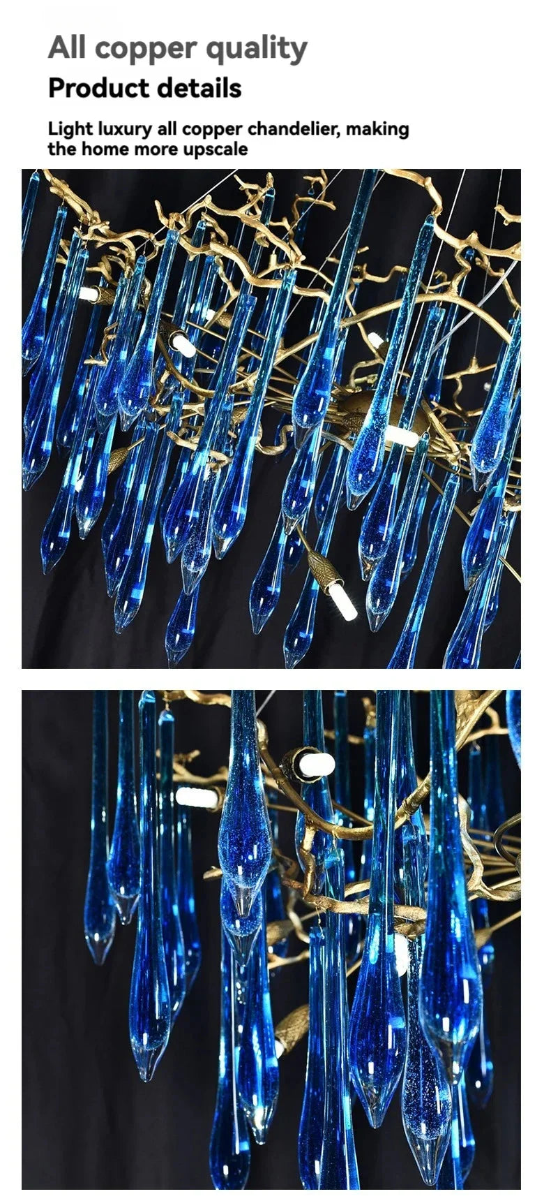 Luminaire IL582374 : Lustre en Cristal Bleu de Luxe-ILLUMEEN.COM