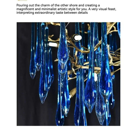 Luminaire IL582374 : Lustre en Cristal Bleu de Luxe-ILLUMEEN.COM
