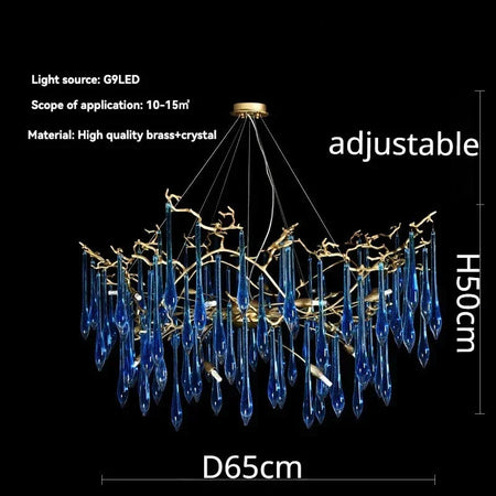Luminaire IL582374 : Lustre en Cristal Bleu de Luxe-ILLUMEEN.COM