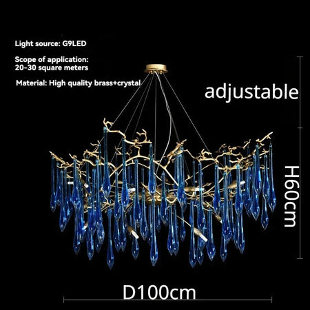 Luminaire IL582374 : Lustre en Cristal Bleu de Luxe-ILLUMEEN.COM