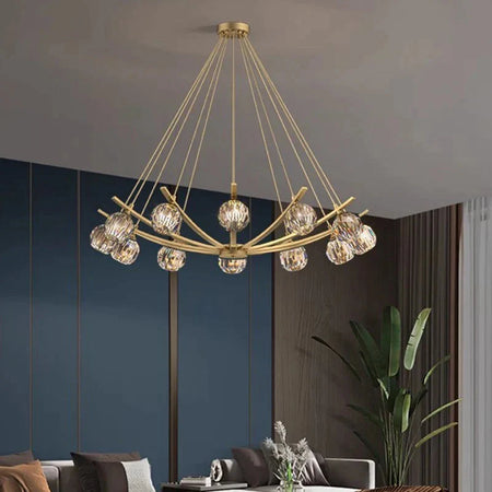 Luminaire Précieux en Métal Doré avec Globes Élégants IL592738-ILLUMEEN.COM