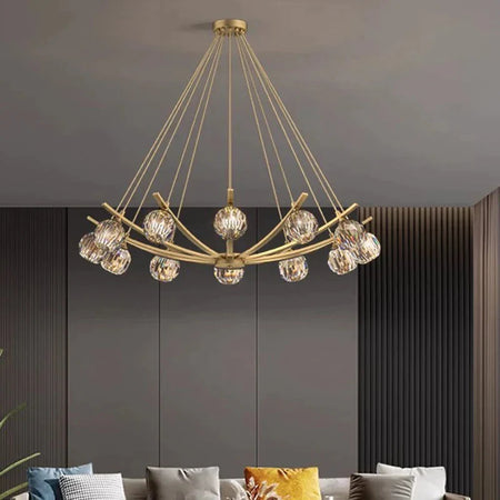 Luminaire Précieux en Métal Doré avec Globes Élégants IL592738-ILLUMEEN.COM
