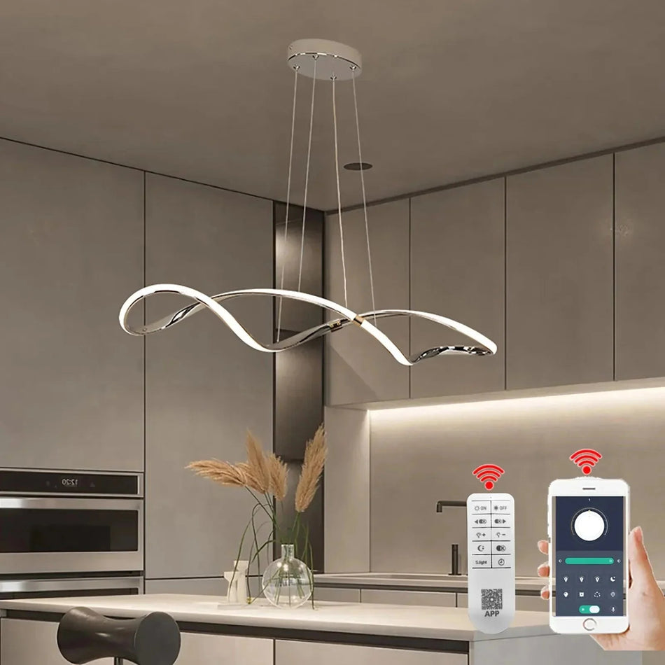 Lustre Ondulé Chic en Chrome Poli Luminaire IL583921-ILLUMEEN.COM