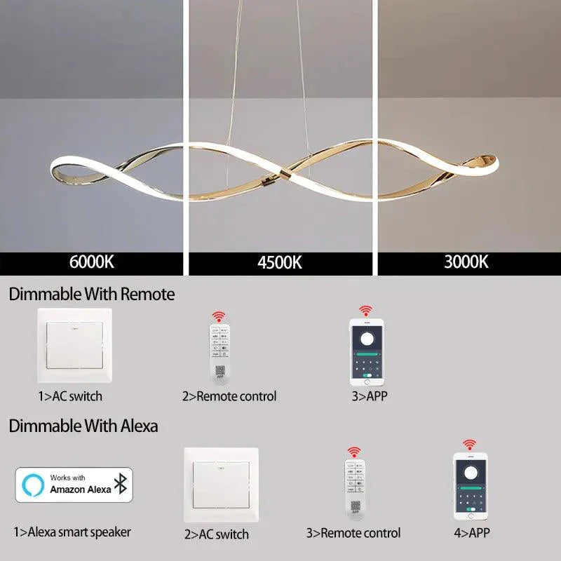 Lustre Ondulé Chic en Chrome Poli Luminaire IL583921-ILLUMEEN.COM