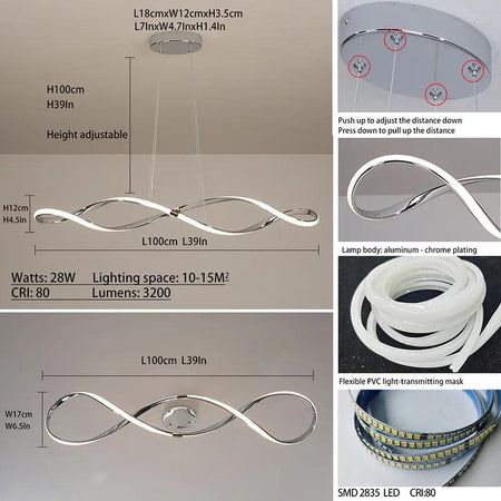 Lustre Ondulé Chic en Chrome Poli Luminaire IL583921-ILLUMEEN.COM
