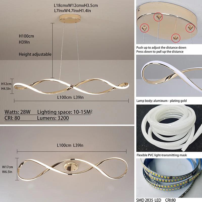 Lustre Ondulé Chic en Chrome Poli Luminaire IL583921-ILLUMEEN.COM