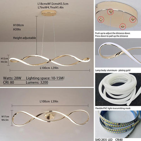 Lustre Ondulé Chic en Chrome Poli Luminaire IL583921-ILLUMEEN.COM
