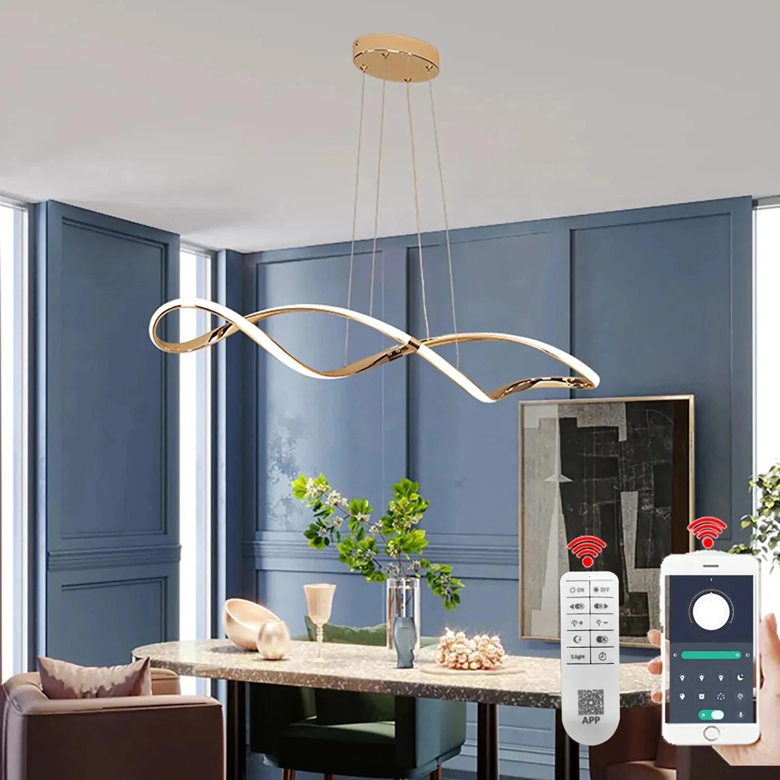 Lustre Ondulé Chic en Chrome Poli Luminaire IL583921-ILLUMEEN.COM