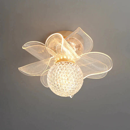 Plafonnier Design : Luminaire en Fleur de Verre et Métal Doré IL852469-ILLUMEEN.COM