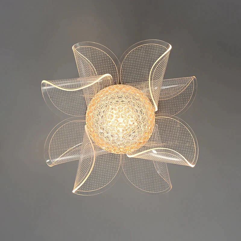Plafonnier Design : Luminaire en Fleur de Verre et Métal Doré IL852469-ILLUMEEN.COM