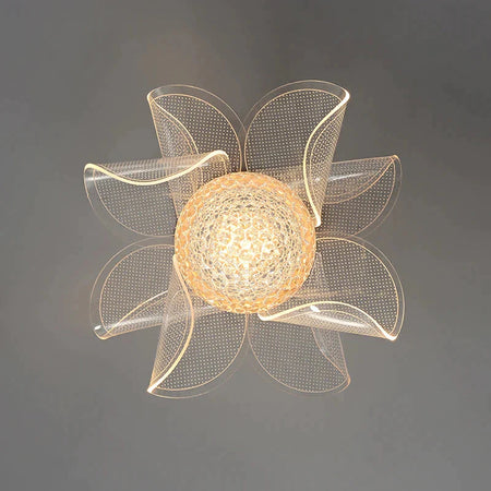 Plafonnier Design : Luminaire en Fleur de Verre et Métal Doré IL852469-ILLUMEEN.COM