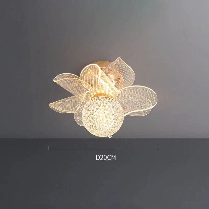 Plafonnier Design : Luminaire en Fleur de Verre et Métal Doré IL852469-ILLUMEEN.COM