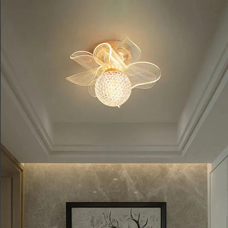 Plafonnier Design : Luminaire en Fleur de Verre et Métal Doré IL852469-ILLUMEEN.COM