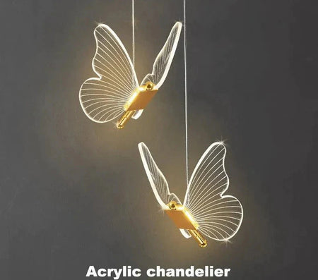Suspendu Design : Suspension Lumineuse en Forme d'Oiseau avec Ailes en Verre-ILLUMEEN.COM