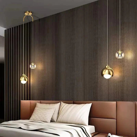 Suspension Luminaire Élégante en Cristal Doré IL482639-ILLUMEEN.COM