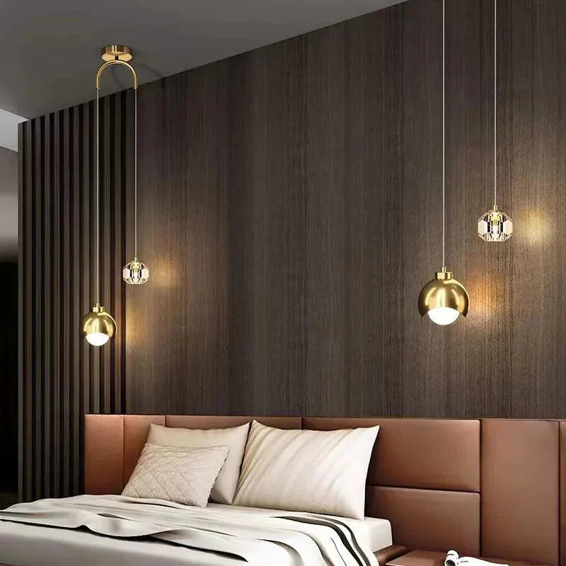 Suspension Luminaire Élégante en Cristal Doré IL482639-ILLUMEEN.COM